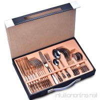 Silverware Set 24-Piece Stainless Steel Flatware Sets  Mirror Polishing Cutlery Sets Service for 6  Elegant Tableware Utensil Sets Packed in Leather Box (Silver) - B07DQHFWX8